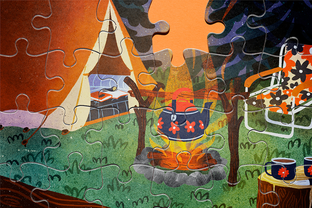 camping nocturne illustration puzzle clohey 1